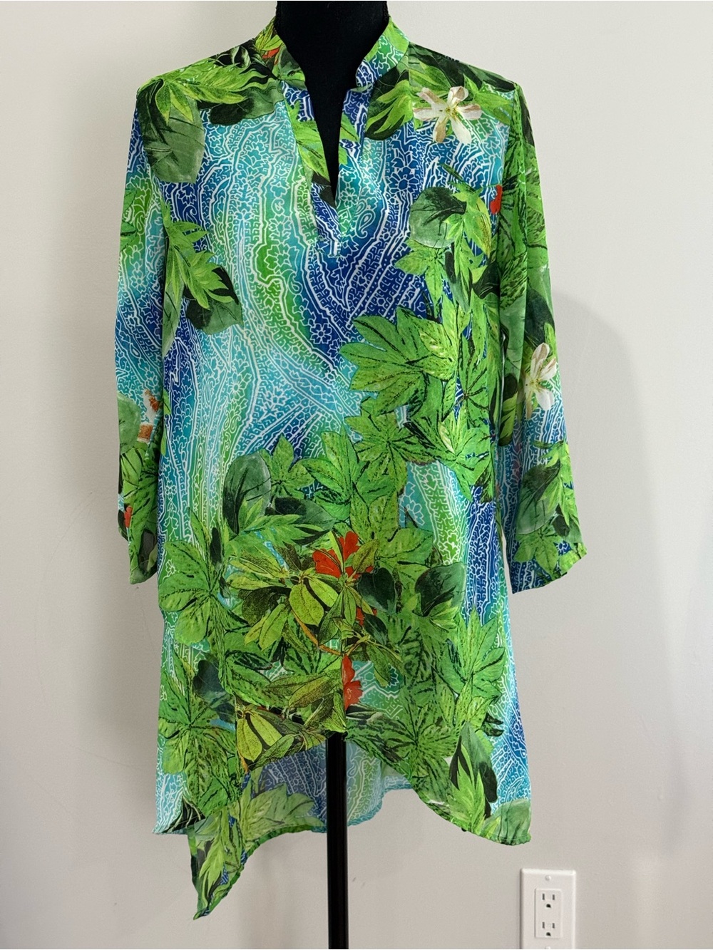 Cha Cha Vente M Tropical Print High Low Tunic 114